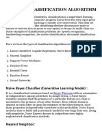 Types of Classification Algorithm