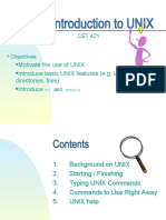 Introduction To UNIX: Motivate The Use of UNIX Introduce Basic UNIX Features (E.g. Using Directories, Files) Introduce