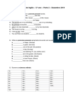 Ficha Revisão Inglês 5.º Ano