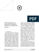 Nino - El Presidencialismo y La Justificación, Estabilidad y Eficiencia de La Democracia