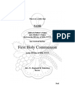 First Communion Certificate - Template