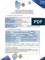 Guía de Actividades y Rubrica de Evaluación Fase 6 Proyecto Final Consolidar Temas. Evaluar, Analizar y Concluir