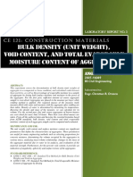 CE 121 LAB #3 Bulk Density (Unit Weight), Void Content, and Total Evaporable Moisture Content of Aggregates