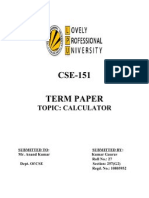 CSE-151 Term Paper: Topic: Calculator