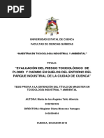 Evaluacion Del Riesgo Toxicológico de Plomo y Cadmio PDF