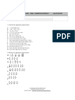 Examen Matemáticas 4 ESO. - Tema 1 Números Enteros y Racionales