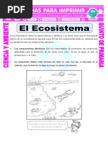 Ficha El Ecosistema para Quinto de Primaria