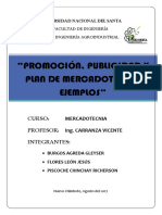 Informe de Promoción, Publicidad y Plan de Mercadotecnia