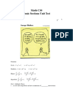 Conic Sections Unit Test 2009