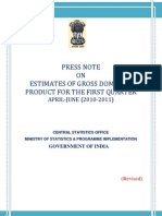 Press Note ON Estimates of Gross Domestic Product For The First Quarter