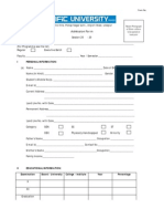 PU Dmission Form