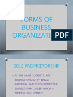 Forms of Business Organization