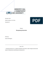 European Private Law: Faculty of Law Master Studies in Civil Law Semester II