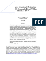 Rendimiento Educacional, Desigualdad, Y Brecha de Desempeño Privado/Público: Chile 1982-1997