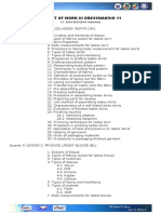 Budget of Work in Dressmaking 11