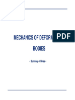 MECHANICS OF DEFORMABLE BODIES Summary o