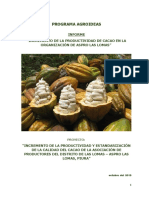 Informe Reporte de Producctividad de Cacao Aspro Las Lomas