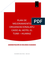 Plan de Mejoramiento Organizacional - Hotel El Tumi