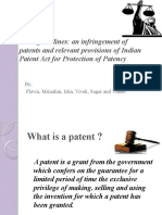 WTO Guidelines: An Infringement of Patents and Relevant Provisions of Indian Patent Act For Protection of Patency