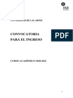 Convocatoria de Ingreso ISA 2020-2021