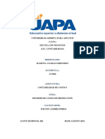 Tarea 6, Unidad VI, Informe de Costo de Produccion