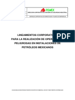 DCSSI-L-SI-003 Lineamientos Corporativos para La Realización de Operaciones Peligrosas en Instalaciones de Petróleos Mexicanos