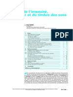 Perception de L'intensité, de La Hauteur Et Du Timbre Des Sons