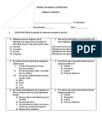 Prueba de Lengua y Literatura Unidad 1 8°