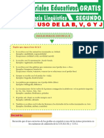 Reglas de Uso de La B V G y J para Segundo Grado de Secundaria