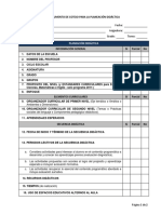 Lista de Cotejo de La Planeación