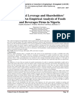 Financial Leverage and Shareholders' Wealth: An Empirical Analysis of Foods and Beverages Firms in Nigeria