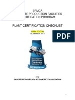 SRMCA Concrete Production Facilities Certification Program Checklist - Fifth Edition Rev Nov. 2013 PDF