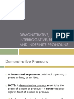 Demonstrative Interrogative Relative and Indefinite