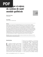 Historique Et Enjeux Du Système de Santé Mentale Québécois