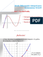 La Derivada. Interpretación Geométrica. Razón de Cambio