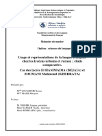 LOUAHCHE Kenza, MAZIZ Meryem - Usage Et Représentations de La Langue Française Chez Les Lycéens Urbains Et Ruraux Étude Comparative