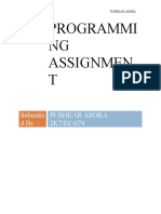 Programmi NG Assignmen T: Submitte Dby Pushkar Arora 2K7/Ec/674