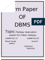 Data Base of Railways Reservation System in India