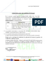 Certificado de Operatividad Luces de Emergencia Centro Montajes