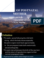 Care of Postnatal Mother: Prepared by Lekshmi Ajithlal M.SC Nursing