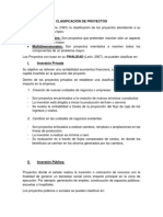 Clasificación de Proyectos de Inversión