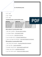 Test Write The Participle Form of The Following Verbs