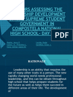 Factors Assessing The Leadership Development of The Supreme Student Government in Compostela National High School Day Class