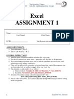 ENCI 337 EXCEL Assignment 1 Fall 2019