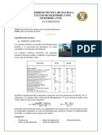 Especificaciones Técnicas de Ligante Bituminoso