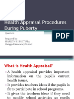 MAPEH - HEALTH - 6 - Health - Appraisal - Procedures - During - Puberty - PPTX Filename UTF-8''MAPEH HEALTH 6 Health Appraisal Procedures During Puberty