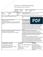 NURS 1566 Clinical Form 3: Clinical Medications Worksheets