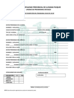 Ficha de Incripcion Del Programa de Vaso de Leche