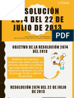 Resolución 2674 Del 22 de Julio de 2013 Contextualización