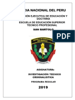 SILABO Investigacion Tecnico Criminalistica ESSTP-SB 2019